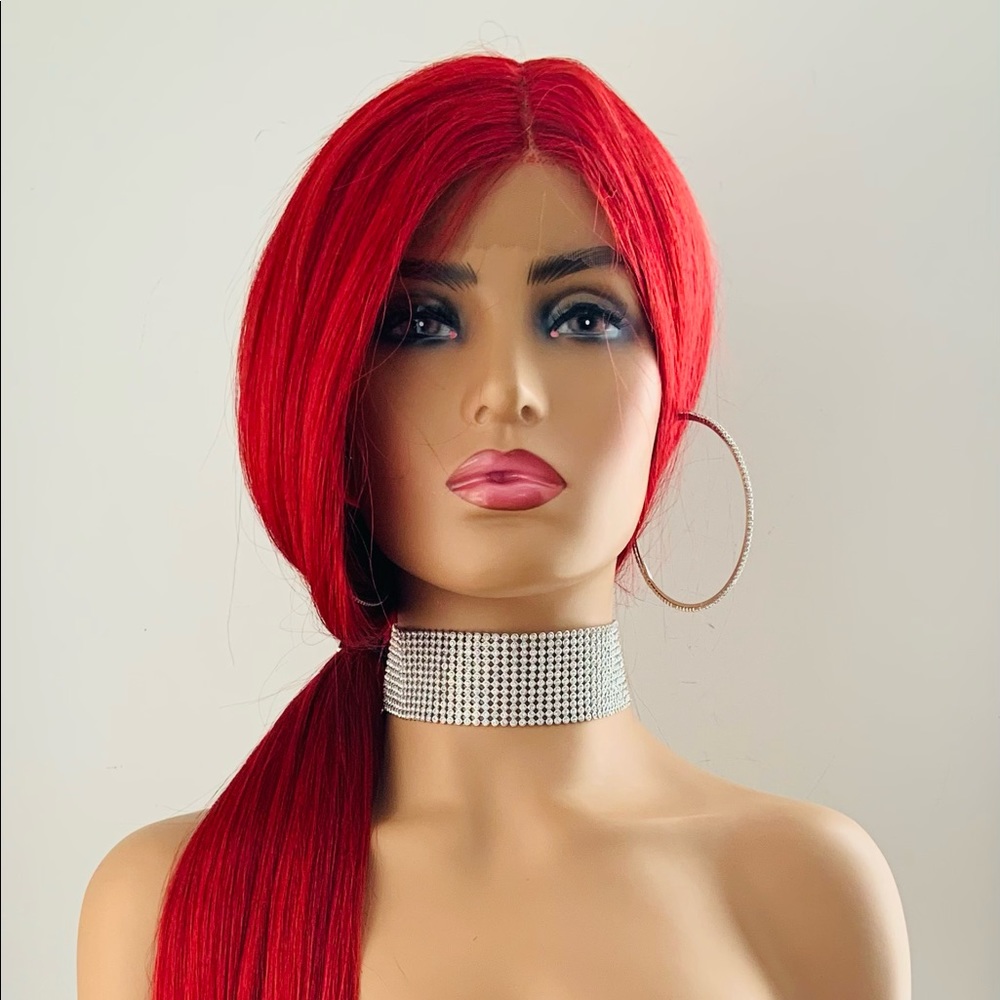 Gorgeous Long Red Premium Fiber Lace Front Wig for Daily Wear/Weddings/Cosplay 💋